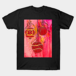 Zentangle Christmas Ornaments in Alcohol Ink T-Shirt